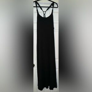 NWT Lauren by RalphLauren Crochet Strap Racerback Ring Detail Black Maxi Gown 1X